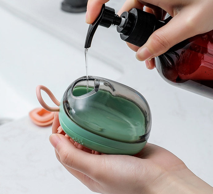 Brosse de Bain Massage avec Distributeur de Shampoing pour Chien et Chat